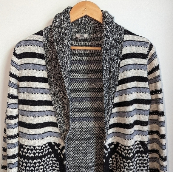 Urban OUTFITTERS Black & White Cotton Open Front Long Lined Knit Cardigan XS - Picture 3 of 13